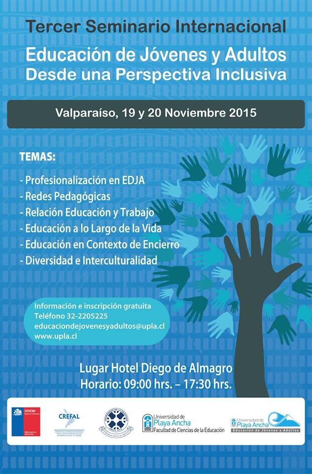 Convocatoria TERCER SEMINARIO INTERNACIONAL “EDUCACIÓN DE JÓVENES Y ADULTOS DESDE UNA PERSPECTIVA INCLUSIVA”.19-20 noviembre.